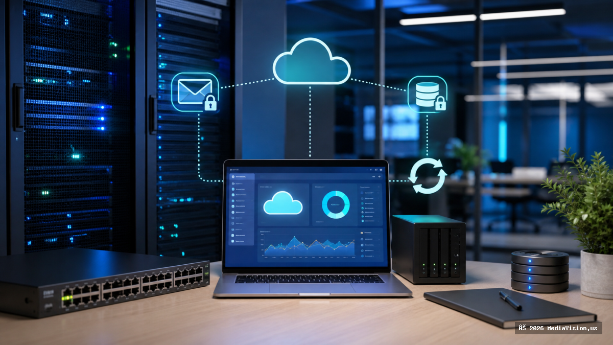 Small business office affected by a cloud service outage