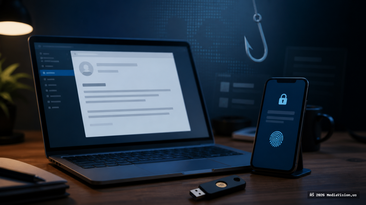 Suspicious phishing email opened on a laptop screen